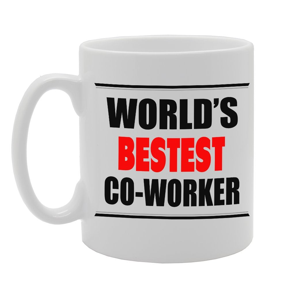 World'S Bestest Co-Worker   Printed Tea Coffee Ceramic  Cup Mg3206 - Funny Printed Coffee Mug - Great Gift Idea