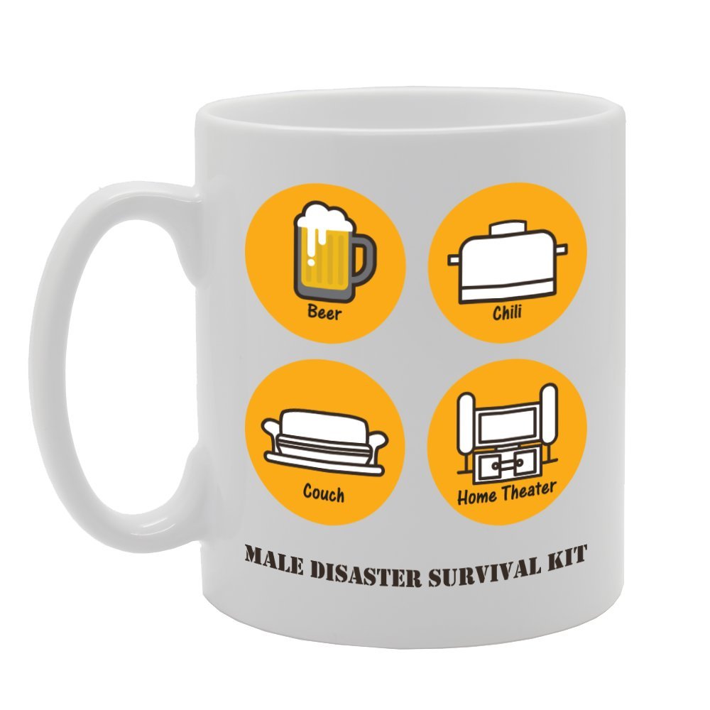 Male Disaster Survival Kit   Printed Tea Coffee Ceramic  Mg2207 - Funny Printed Coffee Mug - Great Gift Idea