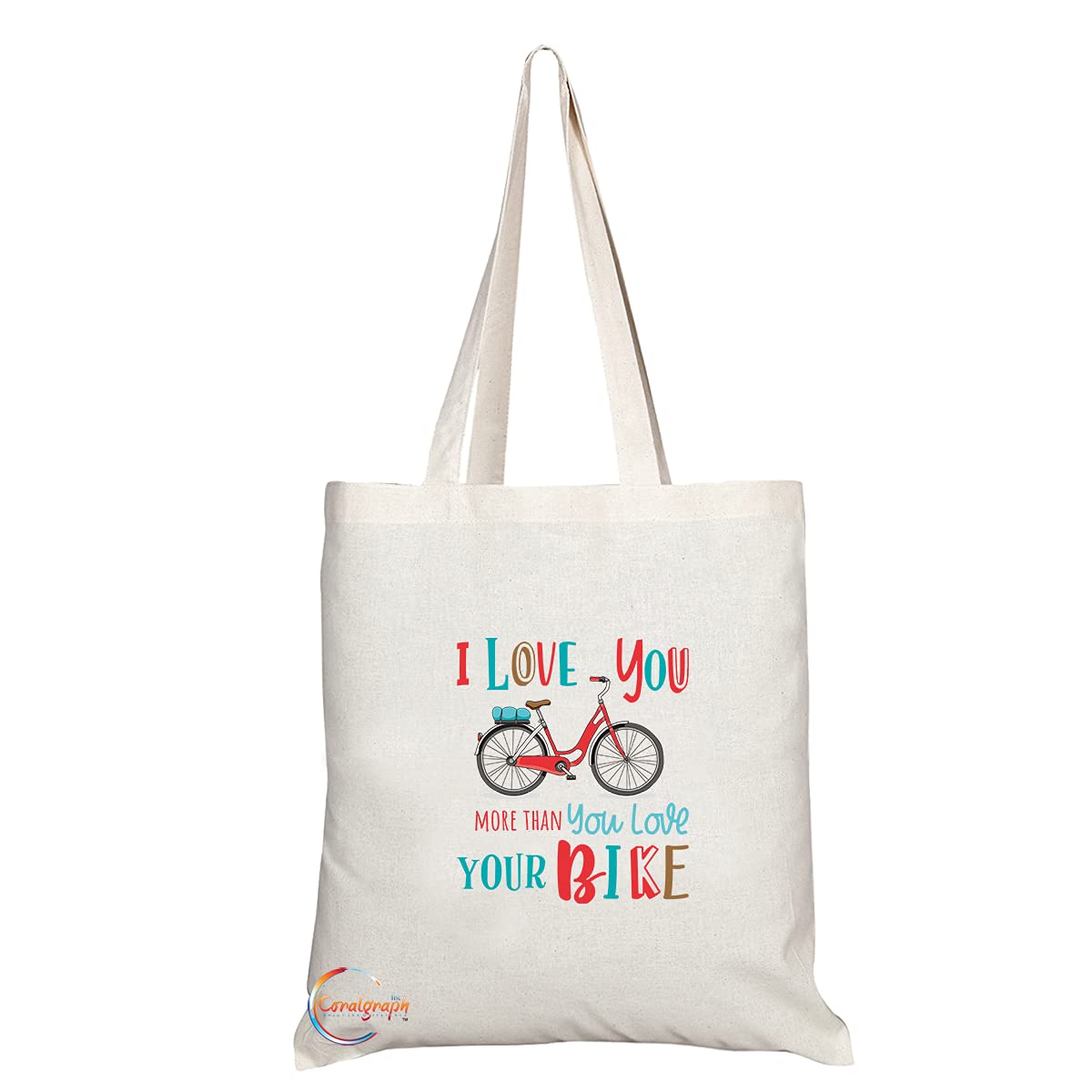 TB1376 I Love You More Than you Love your Bike Tea Novelty Present Gift Printed Eco-Friendly Stylish Long Handled Tote Shoulder Bag