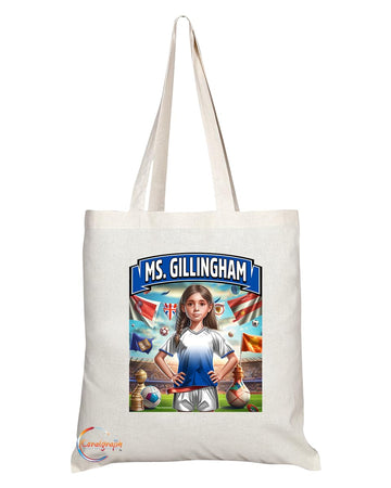 TB1679 Ms Gillingham Footie Fan Lady Girl Tote Bag - Eco-Friendly, Stylish, Long Handled, Perfect Novelty Gift by