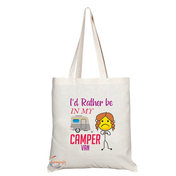 TB1278 Id Rather Be In My Champer Van Novelty Present Gift Printed Eco-Friendly Stylish Long Handled Tote Shoulder Bag