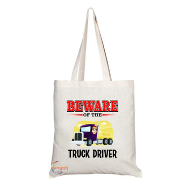 TB805 Beware of the Truck Driver Novelty Present Gift Printed Eco-Friendly Stylish Long Handled Tote Shoulder Bag