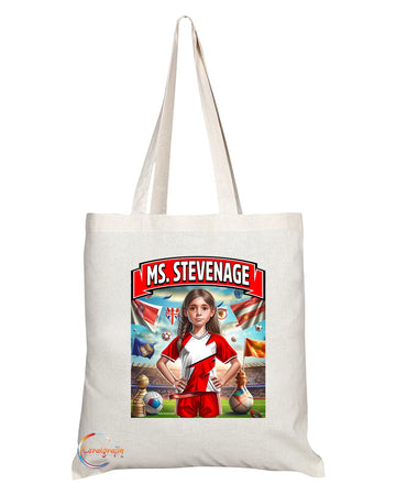 TB1652 Ms Stevenage Footie Fan Lady Girl Tote Bag - Eco-Friendly, Stylish, Long Handled, Perfect Novelty Gift by