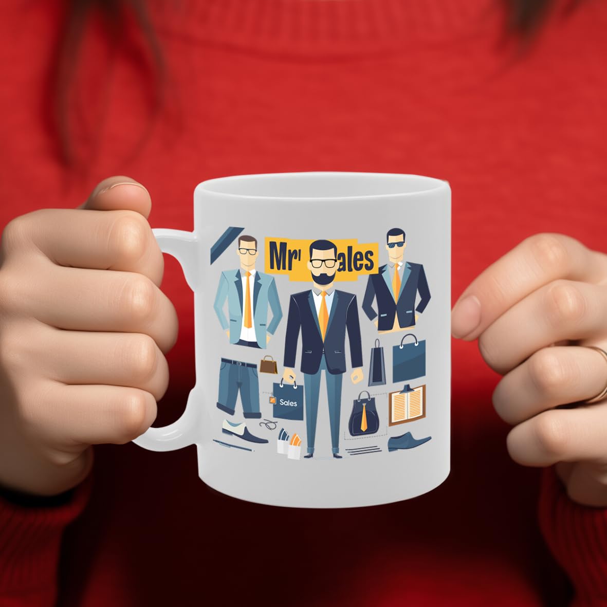 Mr Sales  - Ideal For Sales Professionals And Business Enthusiasts, 11Oz Ceramic Coffee  For Salesmen And Deal Closers Mg5986 - Funny Printed Coffee Mug - Great Gift Idea