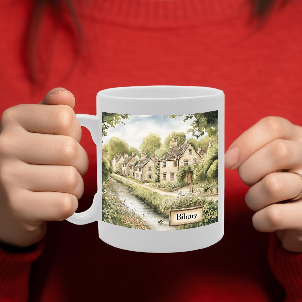 Printed Coffee Ceramic  Featuring Cities And Landmarks In United Kingdom (Bibury) - Funny Printed Coffee Mug - Great Gift Idea