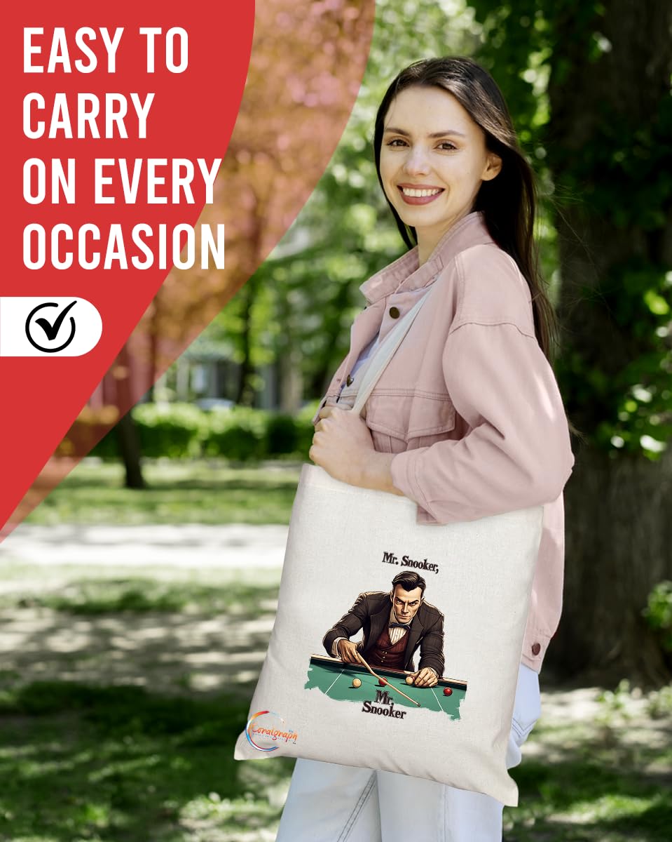 Natural Reusable Shopping Souvenir Tote Bag Featuring Popular Sports Designs from Around the World (Snooker)