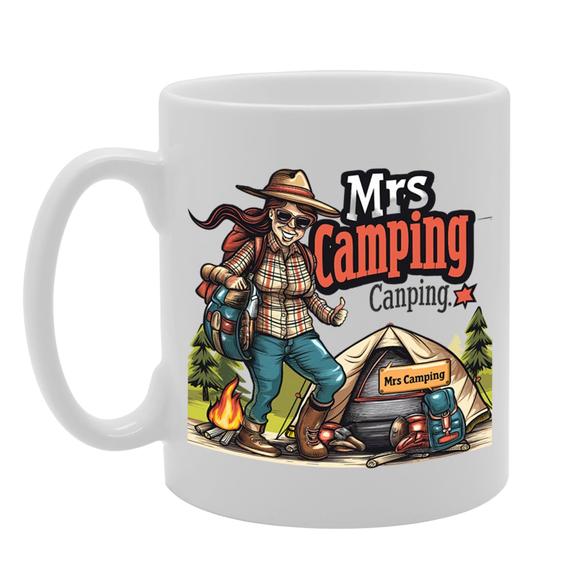 Mrs Camping  - For Female Campers, Outdoor Enthusiasts, Adventure Lovers, Durable Ceramic, Dishwasher Safe, Ideal For Camping Mg6033 - Funny Printed Coffee Mug - Great Gift Idea