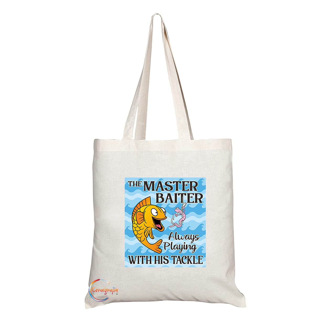 TB1280 The Master Baiter Always Playing With His Tackle Novelty Present Gift Printed Eco-Friendly Stylish Long Handled Tote Shoulder Bag