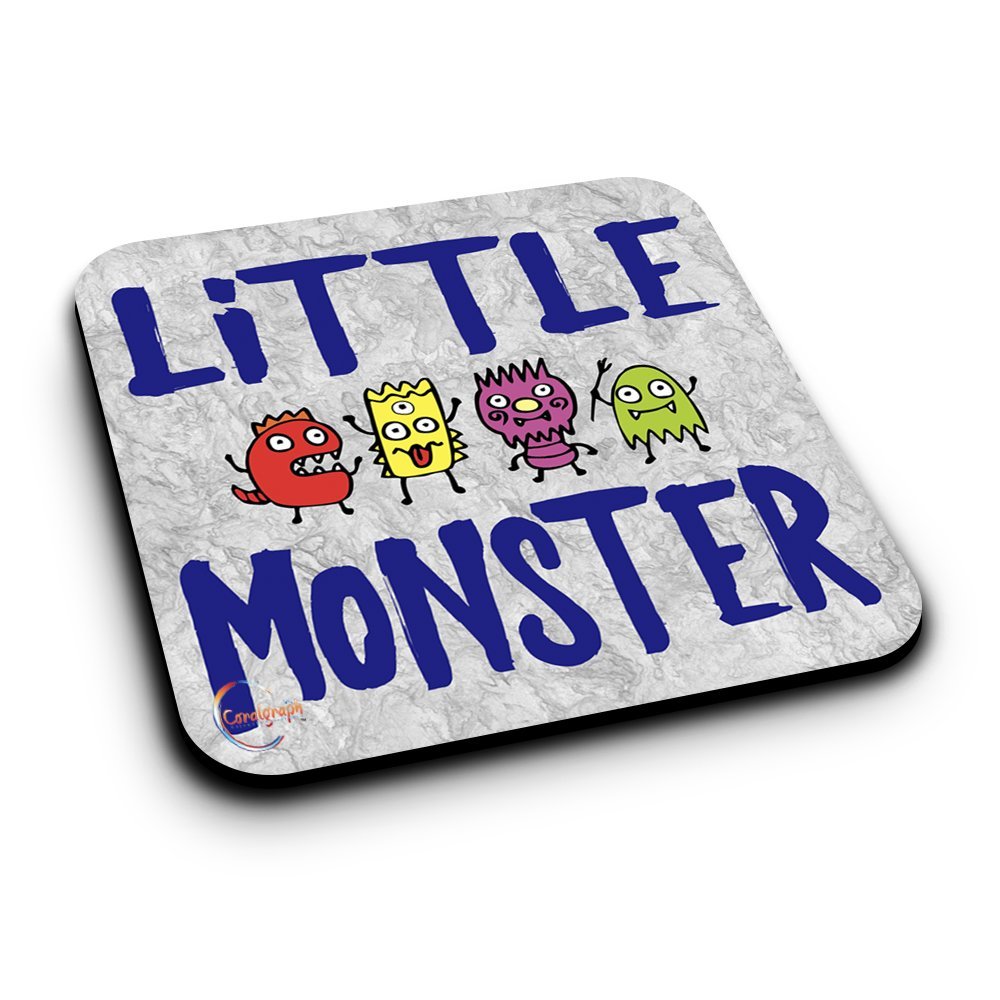 ER081 LITTLE MONSTER Novelty Present Gift Printed MDF Wooden Coaster