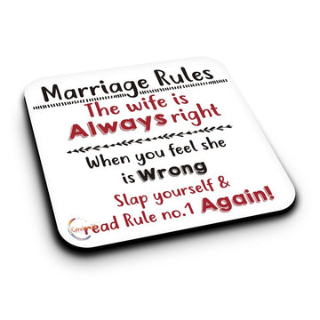 ER059 Funny Marrige Rules The Wife Is Always Right Novelty Present Gift Printed MDF Wooden Coaster