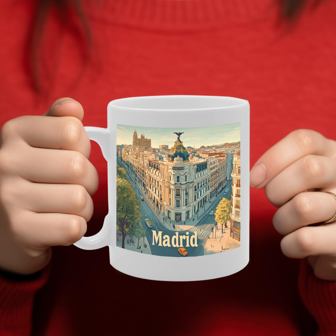 11Oz Dishwasher-Safe Ceramic  Featuring Popular Cities & Capitals From Europe And Around The World (Madrid) - Funny Printed Coffee Mug - Great Gift Idea