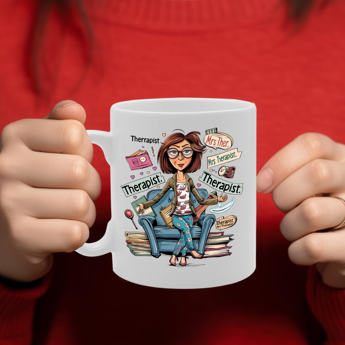 Mrs Therapist  - For Female Therapists, Counselors, Mental Health Professionals, Durable Ceramic, Dishwasher Safe, Premium Print Mg6089 - Funny Printed Coffee Mug - Great Gift Idea