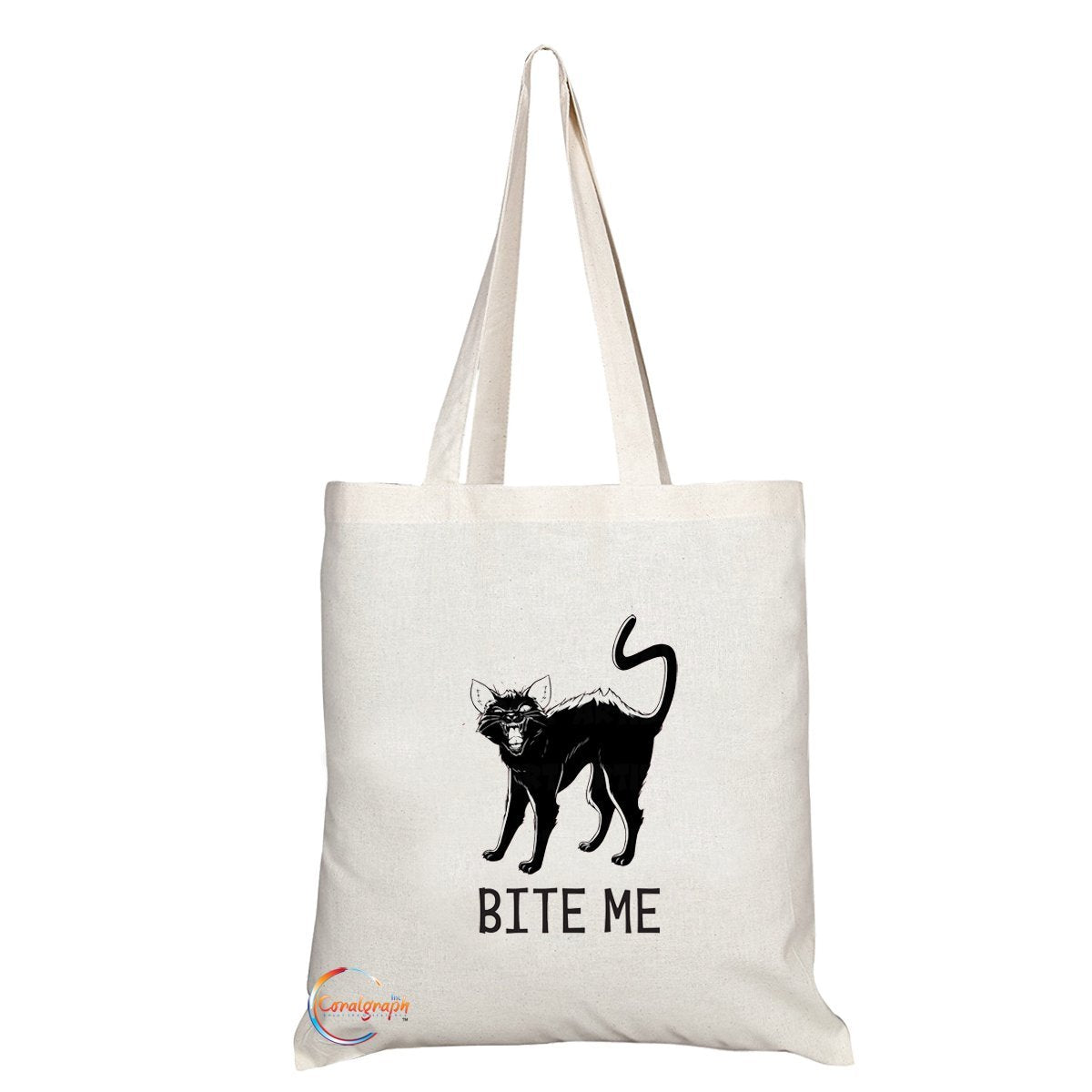 TB008 Bite Me Novelty Present Gift Printed Eco-Friendly Stylish Long Handled Tote Shoulder Bag