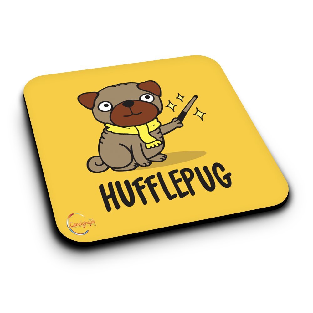 ER200 HUFFLEPUG Novelty Present Gift Printed MDF Wooden Coaster