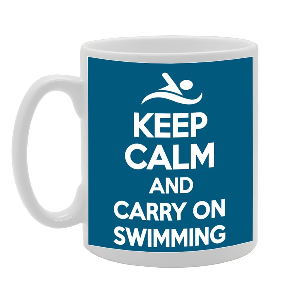 Keep Calm Carry On Swimming   Printed Tea Coffee Ceramic  Mg1018 - Funny Printed Coffee Mug - Great Gift Idea