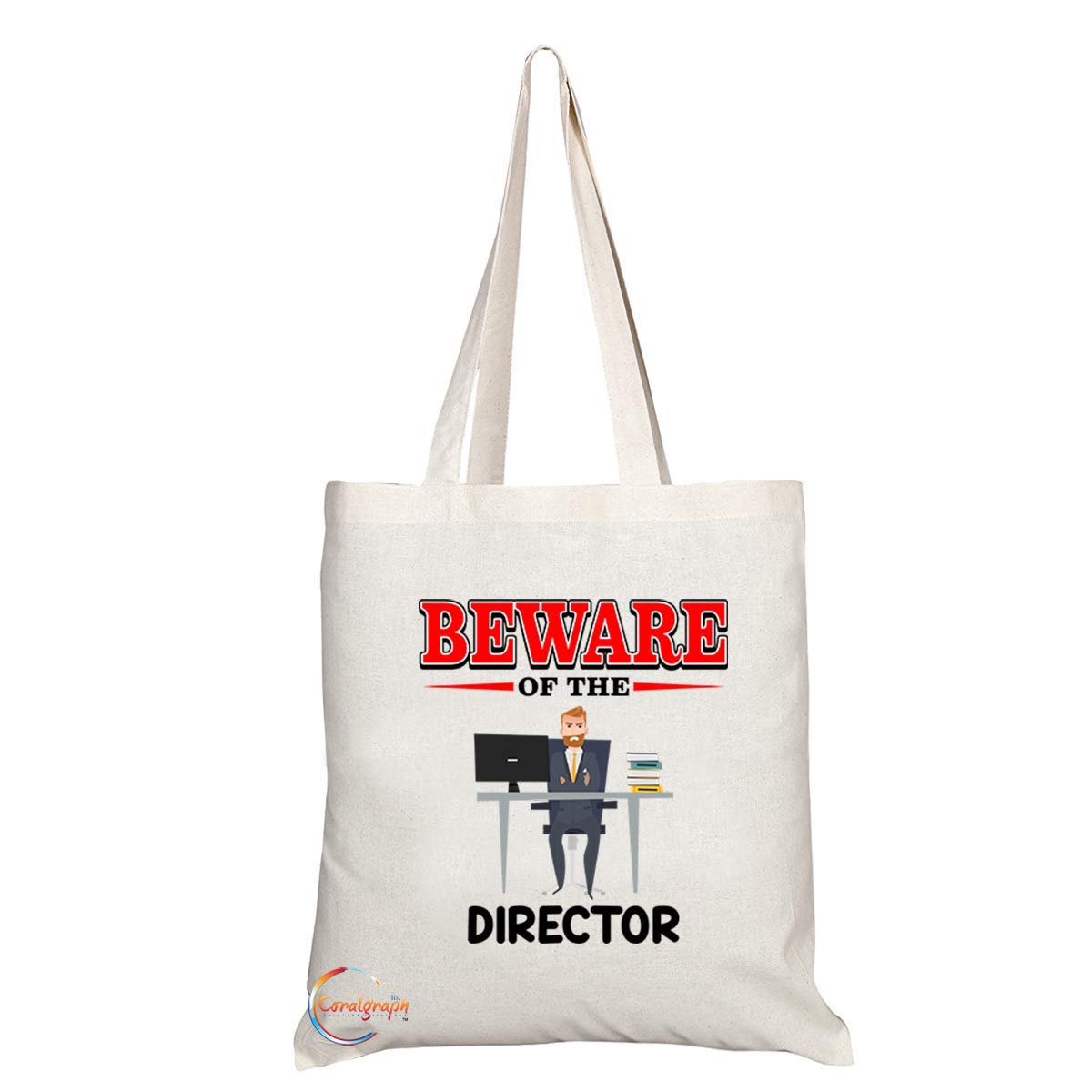 TB874 Beware of the Director Novelty Present Gift Printed Eco-Friendly Stylish Long Handled Tote Shoulder Bag