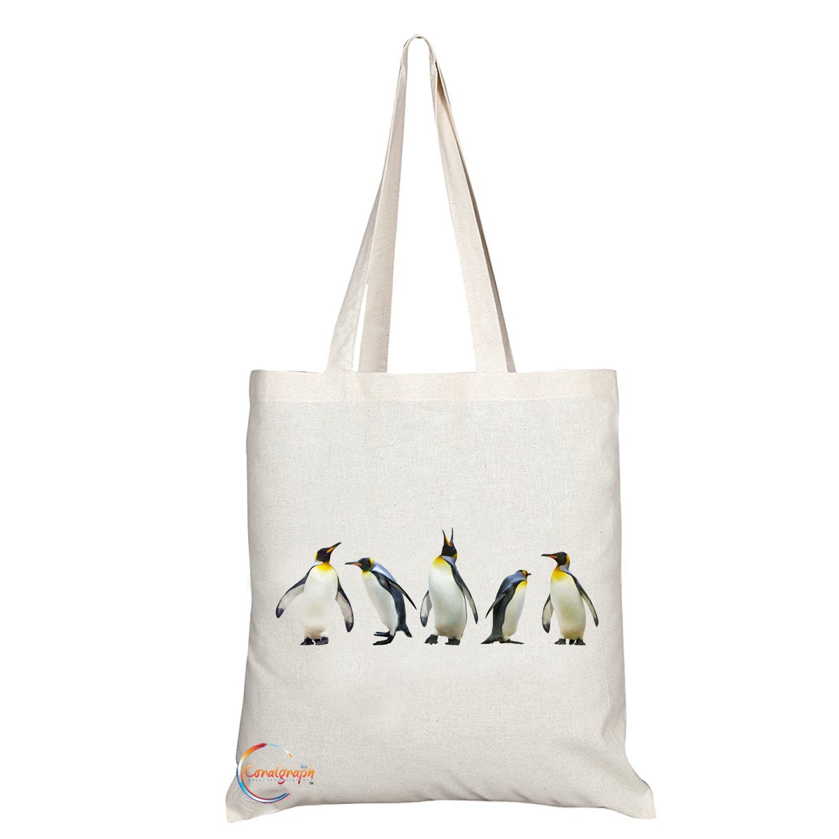 TB306 Beautiful Penguin Image Novelty Present Gift Printed Eco-Friendly Stylish Long Handled Tote Shoulder Bag