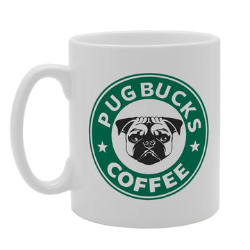 Pugbucks Cofee   Printed Tea Coffee Ceramic  Mg2430 - Funny Printed Coffee Mug - Great Gift Idea