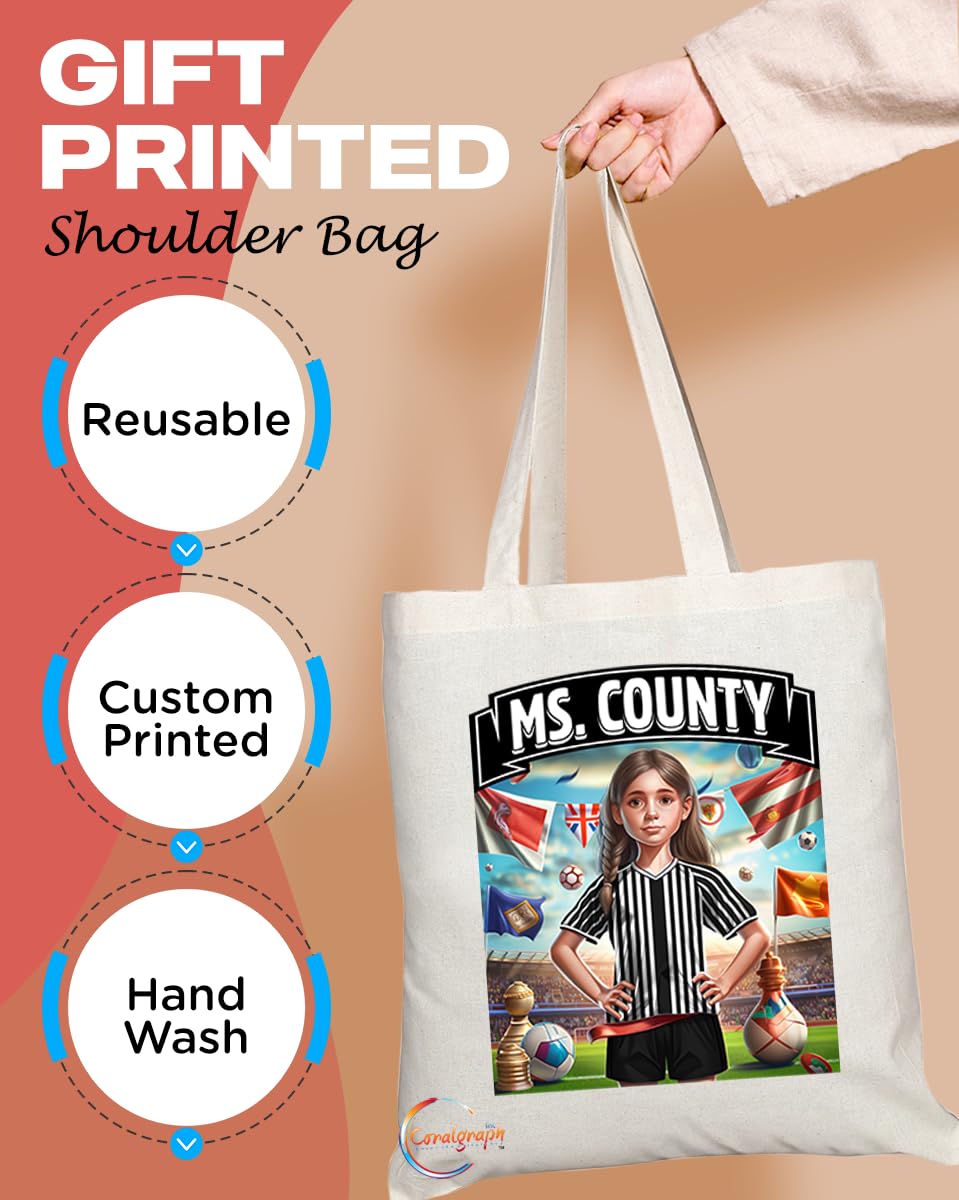TB1686 Ms County Footie Fan Lady Girl Tote Bag - Eco-Friendly, Stylish, Long Handled, Perfect Novelty Gift by