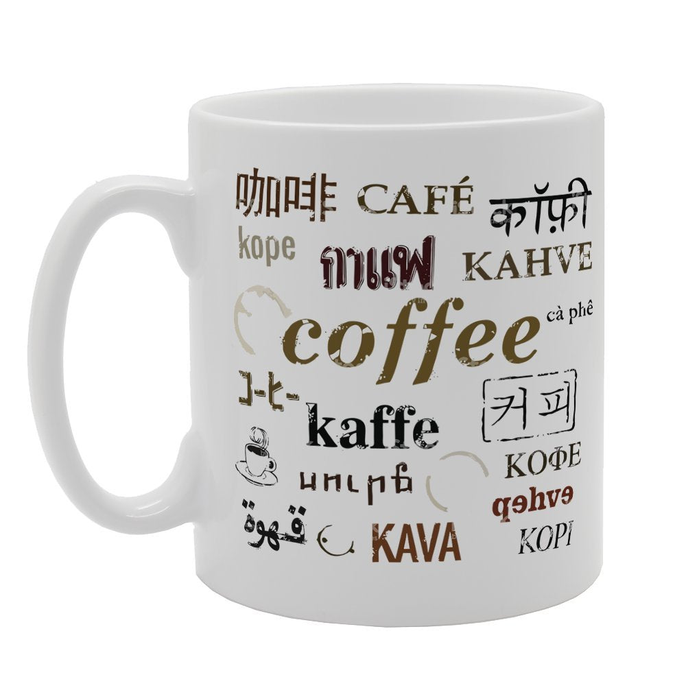 Coffee In Multi Laungage   Printed Tea Coffee Ceramic  Mg2593 - Funny Printed Coffee Mug - Great Gift Idea