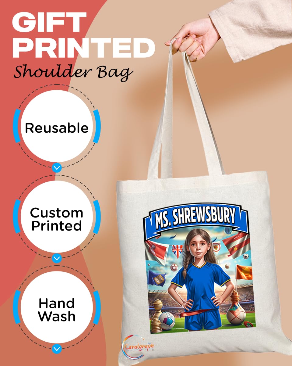 TB1661 Ms Shrewsbury Footie Fan Lady Girl Tote Bag - Eco-Friendly, Stylish, Long Handled, Perfect Novelty Gift by