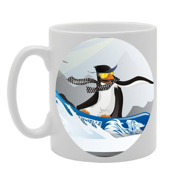 Penguin On Snowboard   Printed Tea Coffee Ceramic  Mg273 - Funny Printed Coffee Mug - Great Gift Idea