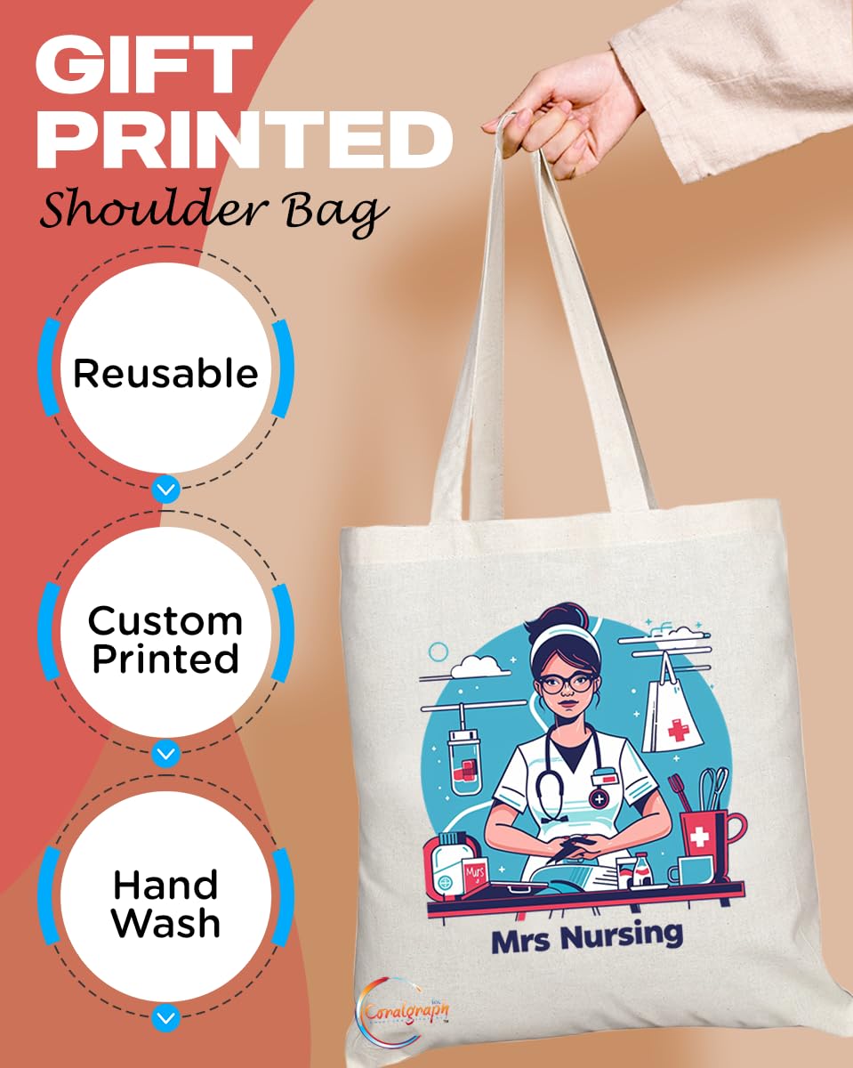 TB1771 Mrs Nursing Tote Bag - Great for Nurses, Healthcare Workers, Medical Staff - Sustainable, Stylish, Long Handled, Durable and Reusable