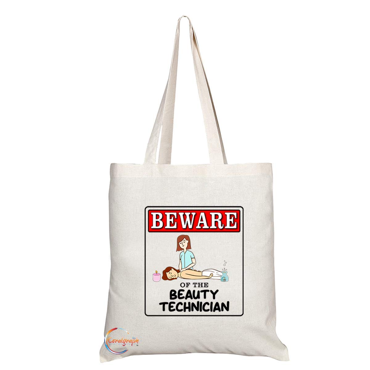 TB919 Beware of the Beauty Technician Novelty Present Gift Printed Eco-Friendly Stylish Long Handled Tote Shoulder Bag