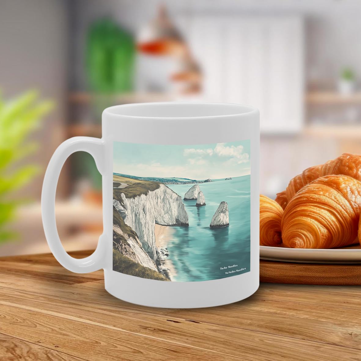 Printed Coffee Ceramic  Featuring Cities And Landmarks In United Kingdom (Needles) - Funny Printed Coffee Mug - Great Gift Idea