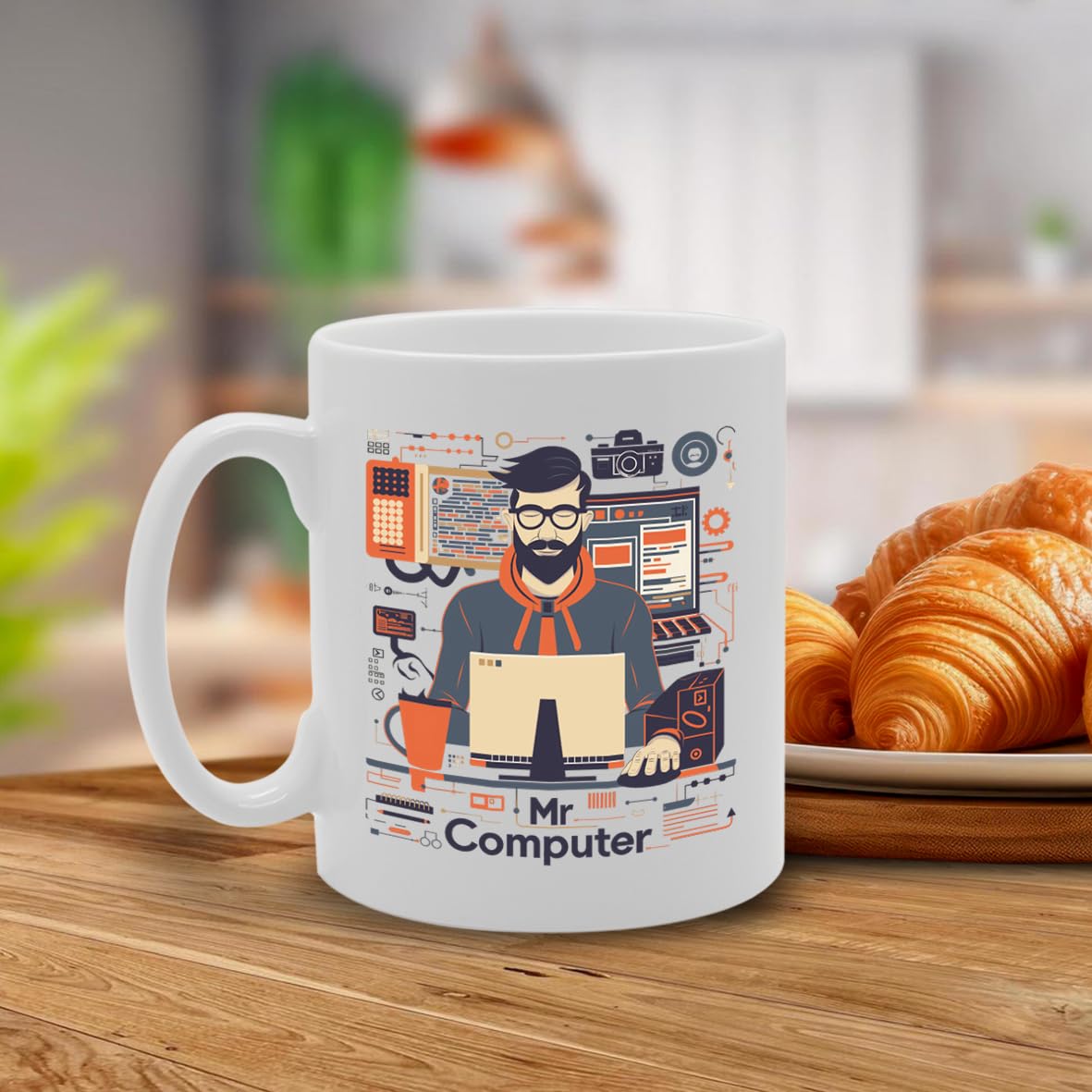 Mr Computer Programmer  - Ideal For Coders And Tech Enthusiasts, Unique Keyboard Handle Design, 11Oz Ceramic Coffee  For Programmers And It Professionals Mg5909 - Funny Printed Coffee Mug - Great Gift Idea
