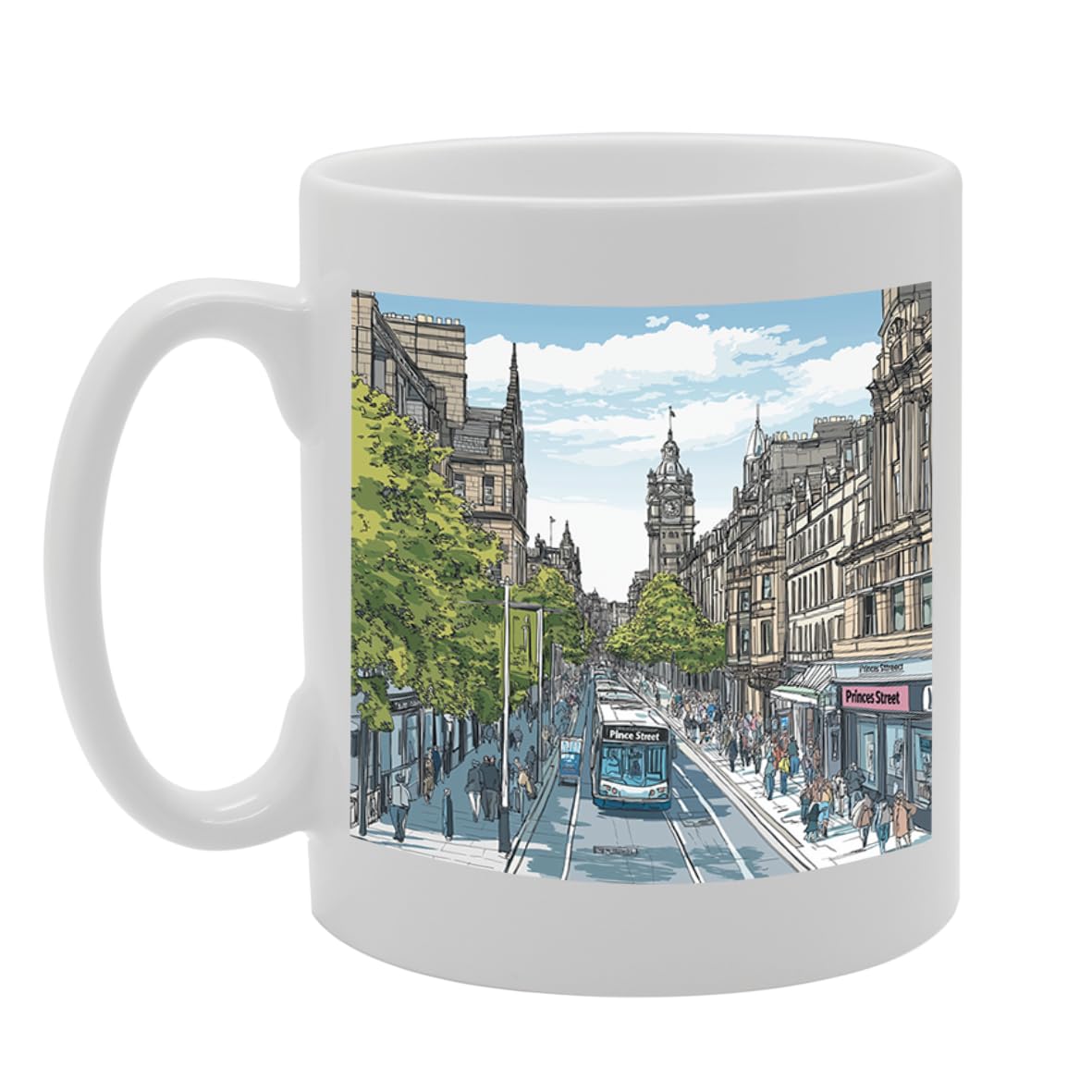 Printed Coffee Ceramic  Featuring Cities And Landmarks In United Kingdom (Edinburgh Pres Street) - Funny Printed Coffee Mug - Great Gift Idea