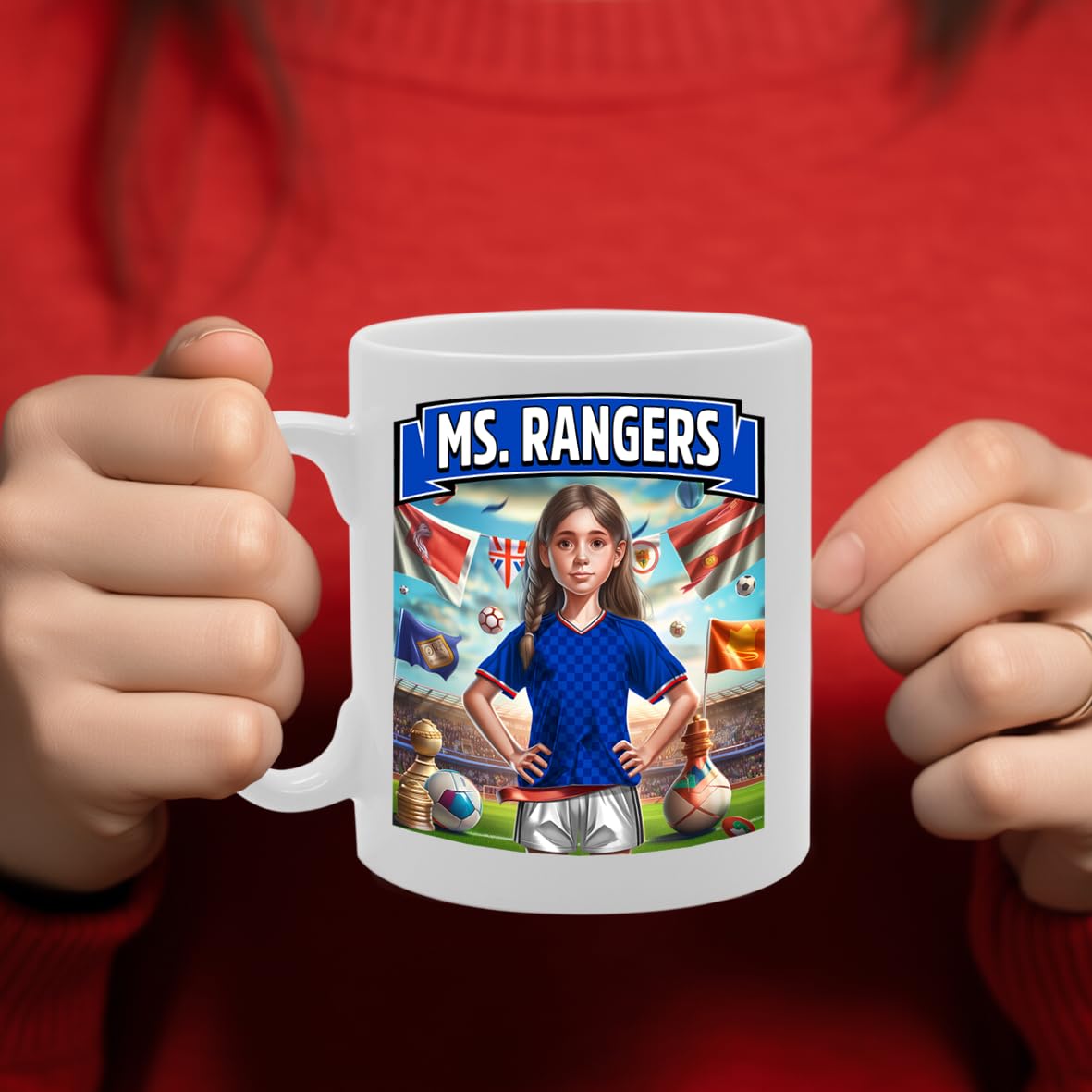 Football Fan Ceramic  - Perfect   For Soccer Lovers, Ladies & Girls - Printed Cup For Footie Enthusiasts (Rangers) - Funny Printed Coffee Mug - Great Gift Idea