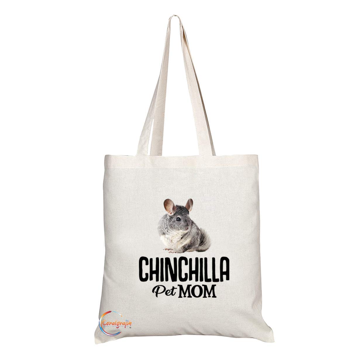 TB620 Pet MOM CHINCHILLA Novelty Present Gift Printed Eco-Friendly Stylish Long Handled Tote Shoulder Bag