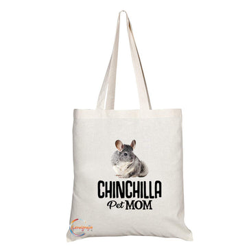 TB620 Pet MOM CHINCHILLA Novelty Present Gift Printed Eco-Friendly Stylish Long Handled Tote Shoulder Bag