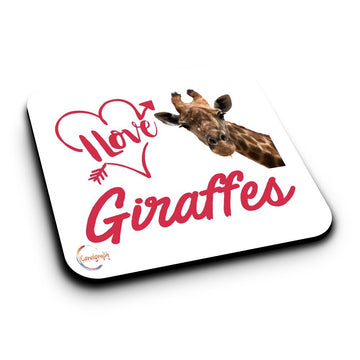 ER513 I Love Giraffe Novelty Present Gift Printed MDF Wooden Coaster