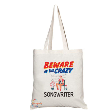 TB1013 Beware of the Crazy Songwriter Novelty Present Gift Printed Eco-Friendly Stylish Long Handled Tote Shoulder Bag