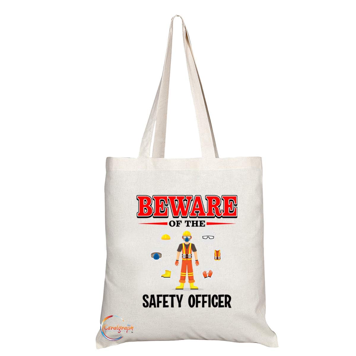 TB856 Beware of the Safety Officers Novelty Present Gift Printed Eco-Friendly Stylish Long Handled Tote Shoulder Bag