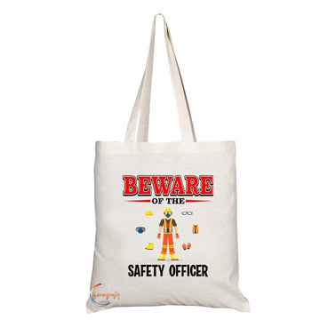 TB856 Beware of the Safety Officers Novelty Present Gift Printed Eco-Friendly Stylish Long Handled Tote Shoulder Bag