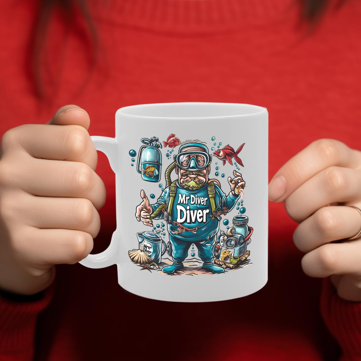 Mr Diver  - For Divers, Scuba Enthusiasts, Underwater Explorers, Durable Ceramic, Dishwasher Safe, Premium Print Mg6090 - Funny Printed Coffee Mug - Great Gift Idea