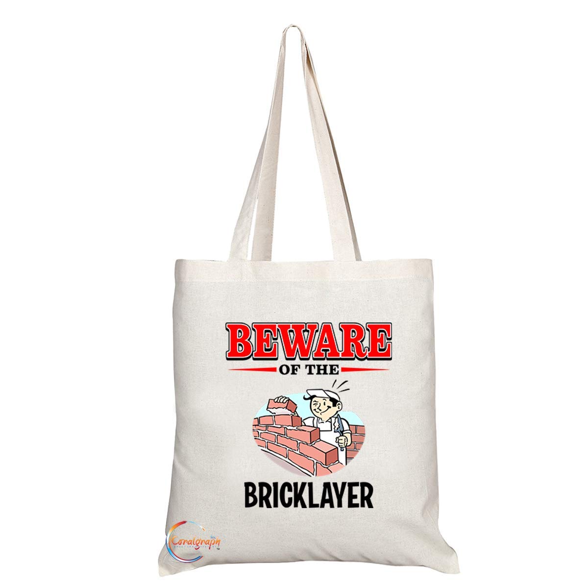 TB808 Beware of the Bricklayer Novelty Present Gift Printed Eco-Friendly Stylish Long Handled Tote Shoulder Bag