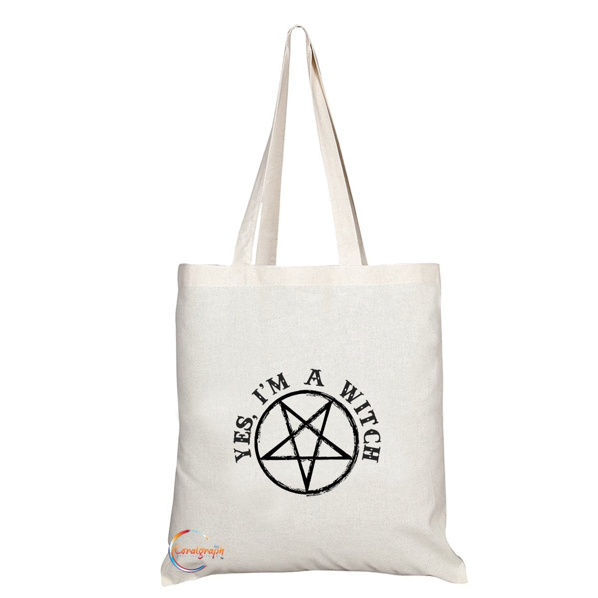 TB192 YES, I'M A WITCH Novelty Present Gift Printed Eco-Friendly Stylish Long Handled Tote Shoulder Bag