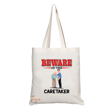TB869 Beware of the Caretaker Novelty Present Gift Printed Eco-Friendly Stylish Long Handled Tote Shoulder Bag