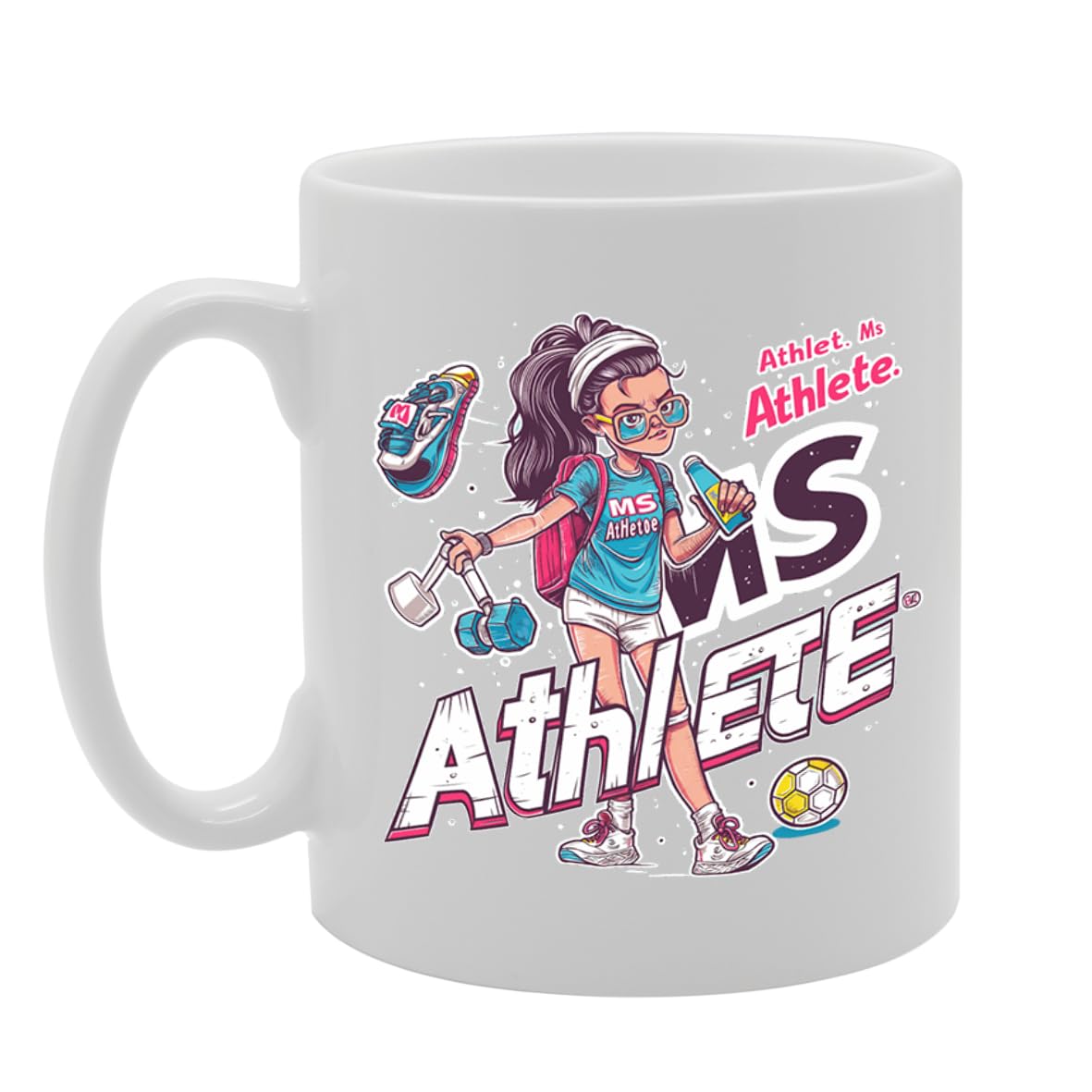 Ms Athlete Ceramic  - Ideal For Female Athletes, Sports Enthusiasts, And Fitness Lovers - 11Oz Coffee  With Motivational Design Mg6269 - Funny Printed Coffee Mug - Great Gift Idea