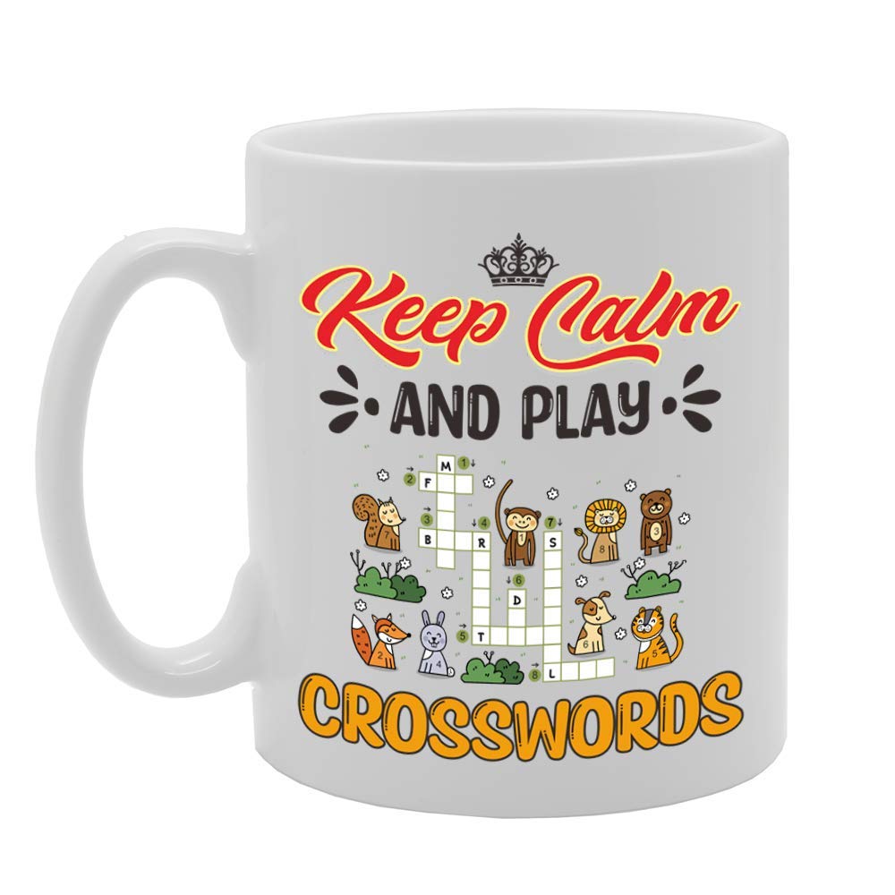 Keep Calm And Play Crosswords   Printed Tea Coffee Ceramic  Mg5072 - Funny Printed Coffee Mug - Great Gift Idea