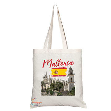 TB1541 Mallorca Spain - A Novelty Present Gift Printed Eco-Friendly Stylish Long Handled Tote Shoulder Bag