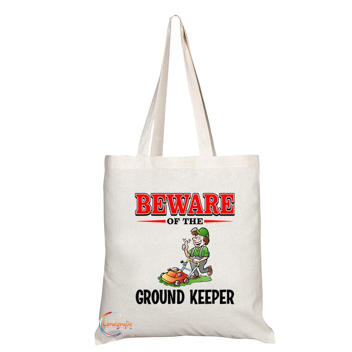 TB830 Beware of the Ground Keeper Novelty Present Gift Printed Eco-Friendly Stylish Long Handled Tote Shoulder Bag