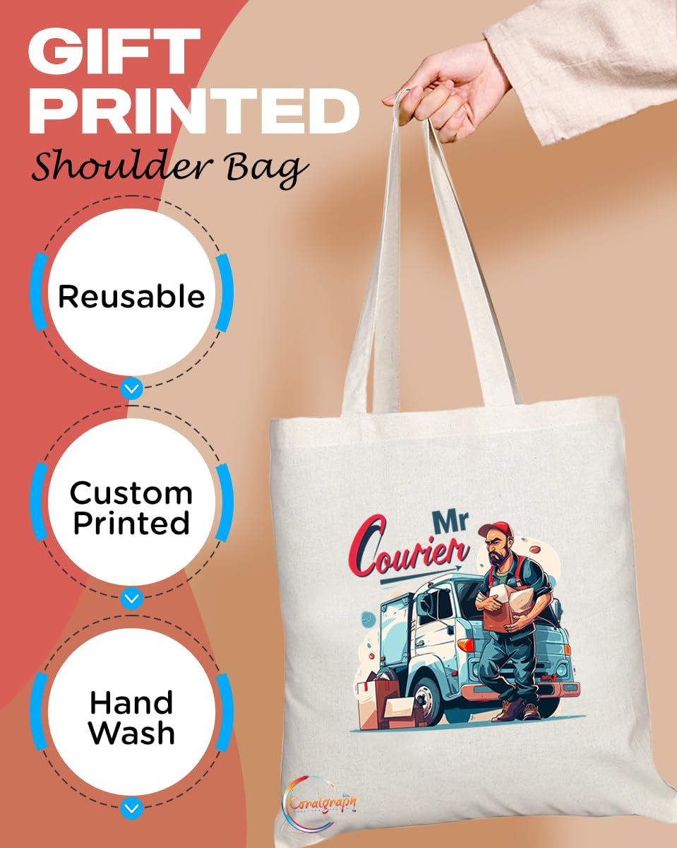 TB1759 Mr Courier Tote Bag - Great for Couriers, Delivery Drivers, Logistics Workers - Sustainable, Stylish, Long Handled, Durable and Reusable