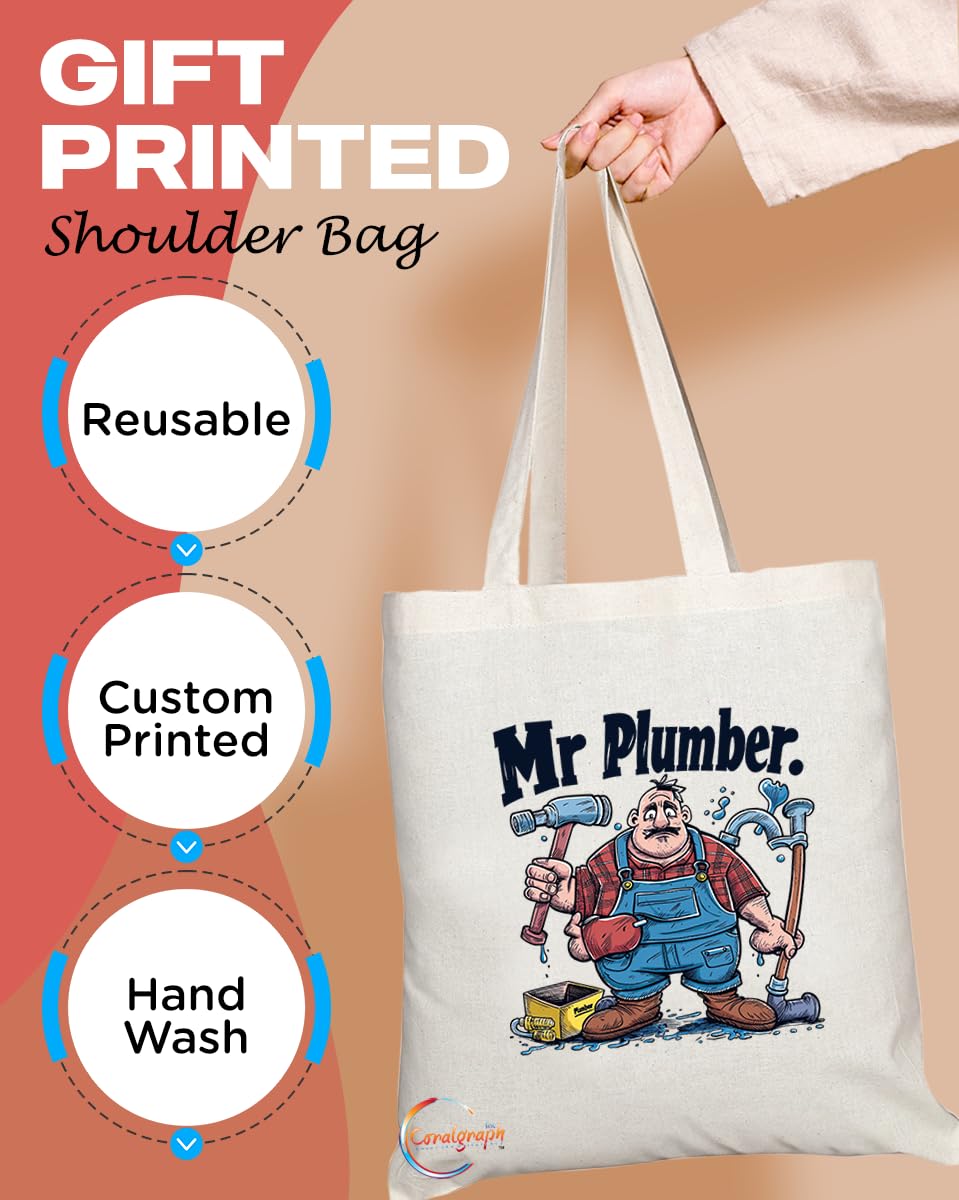 TB1986 Mr Plumber Tote Bag - Ideal for Plumbers, Pipefitters, and Plumbing Enthusiasts - Tote Bag with Fun Design