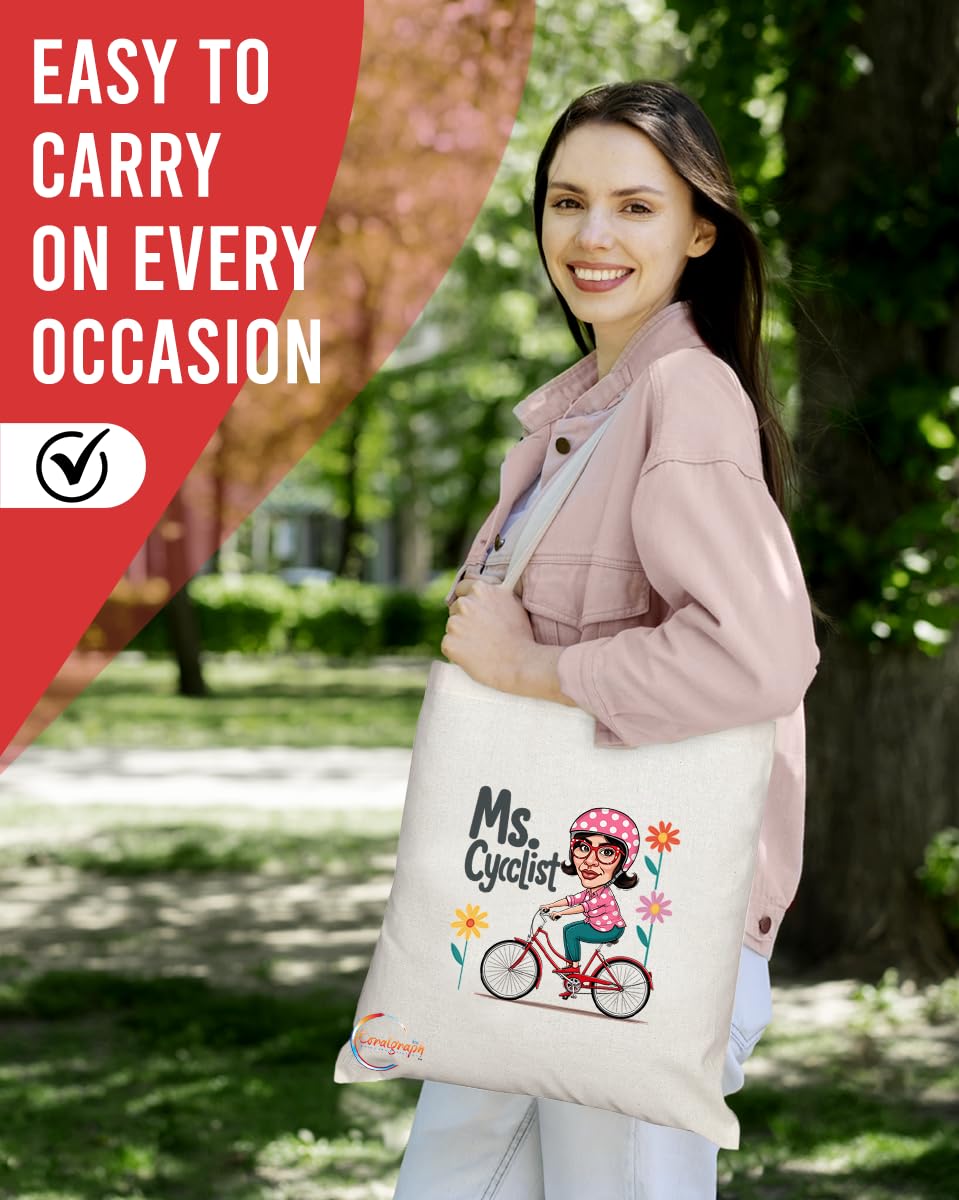 TB1960 Ms Cyclist Tote Bag - Ideal for Cyclists, Bike Enthusiasts, and Sports Fans - Tote Bag with Motivational Design