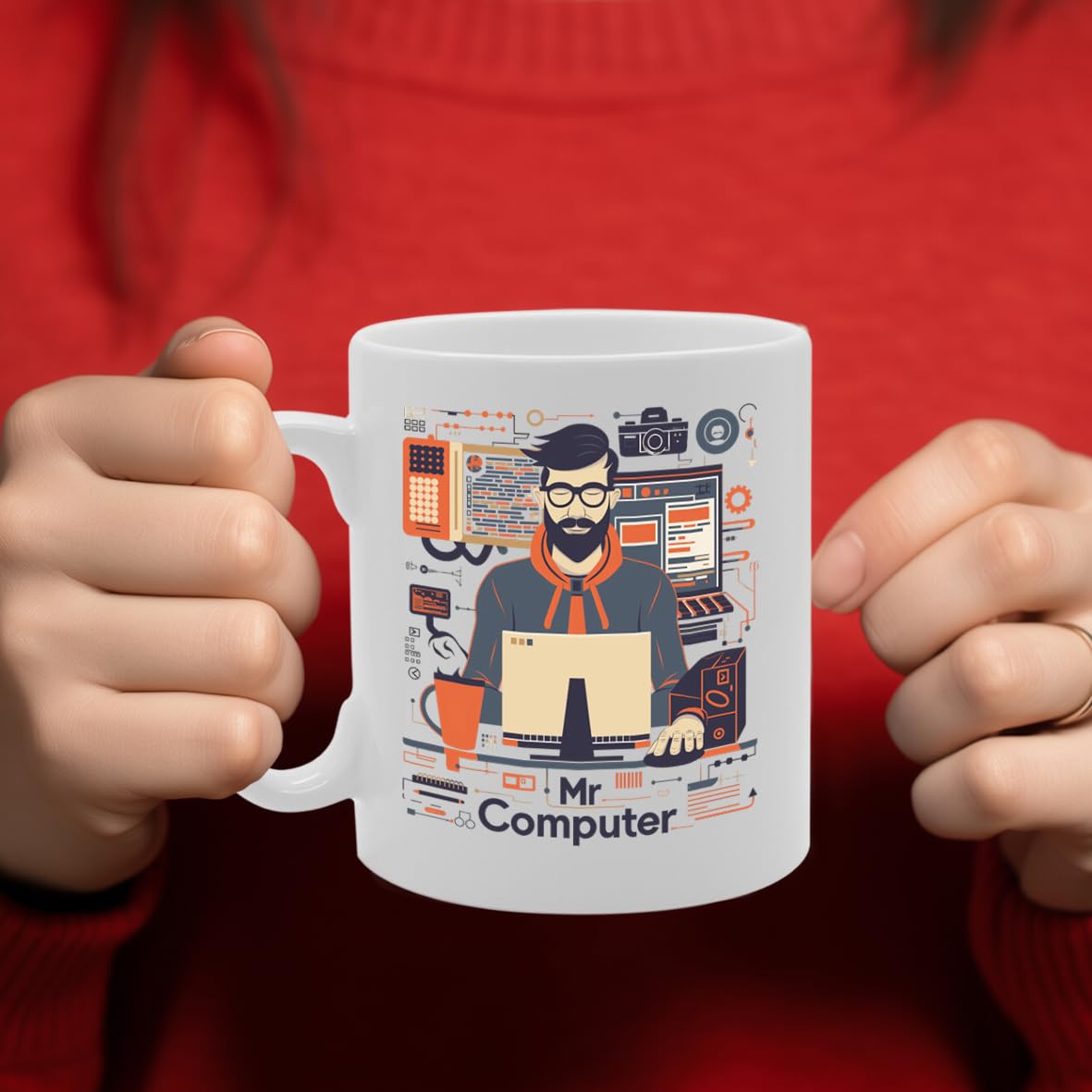 Mr Computer Programmer  - Ideal For Coders And Tech Enthusiasts, Unique Keyboard Handle Design, 11Oz Ceramic Coffee  For Programmers And It Professionals Mg5909 - Funny Printed Coffee Mug - Great Gift Idea
